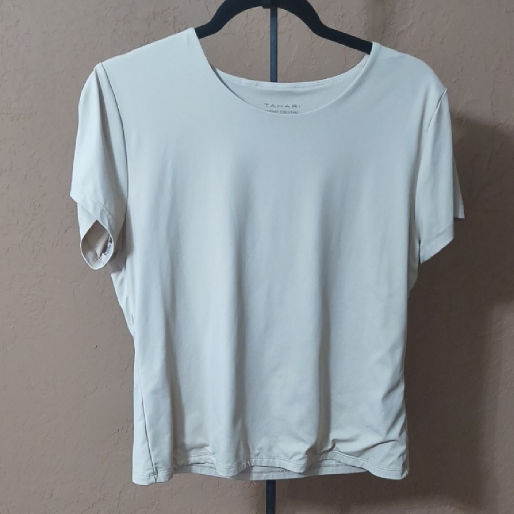 Tahari Women's  Modern Essentials Cream Short Sleeve Top Size XL